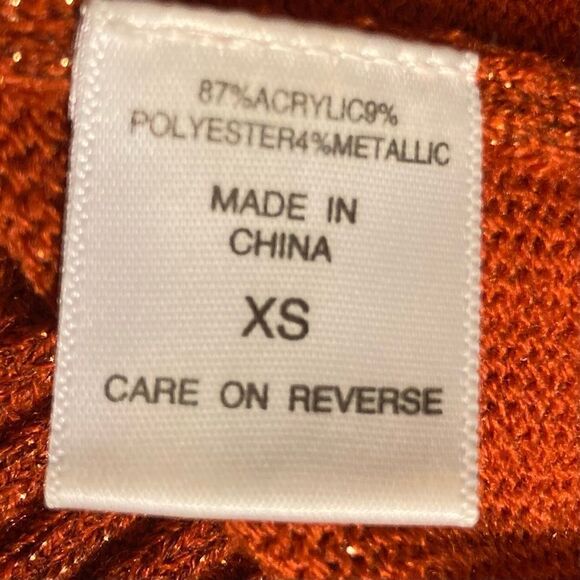 NEW YORK & COMPANY Orange Metallic Belted Sweater Dress Size XS - Picture 10 of 11
